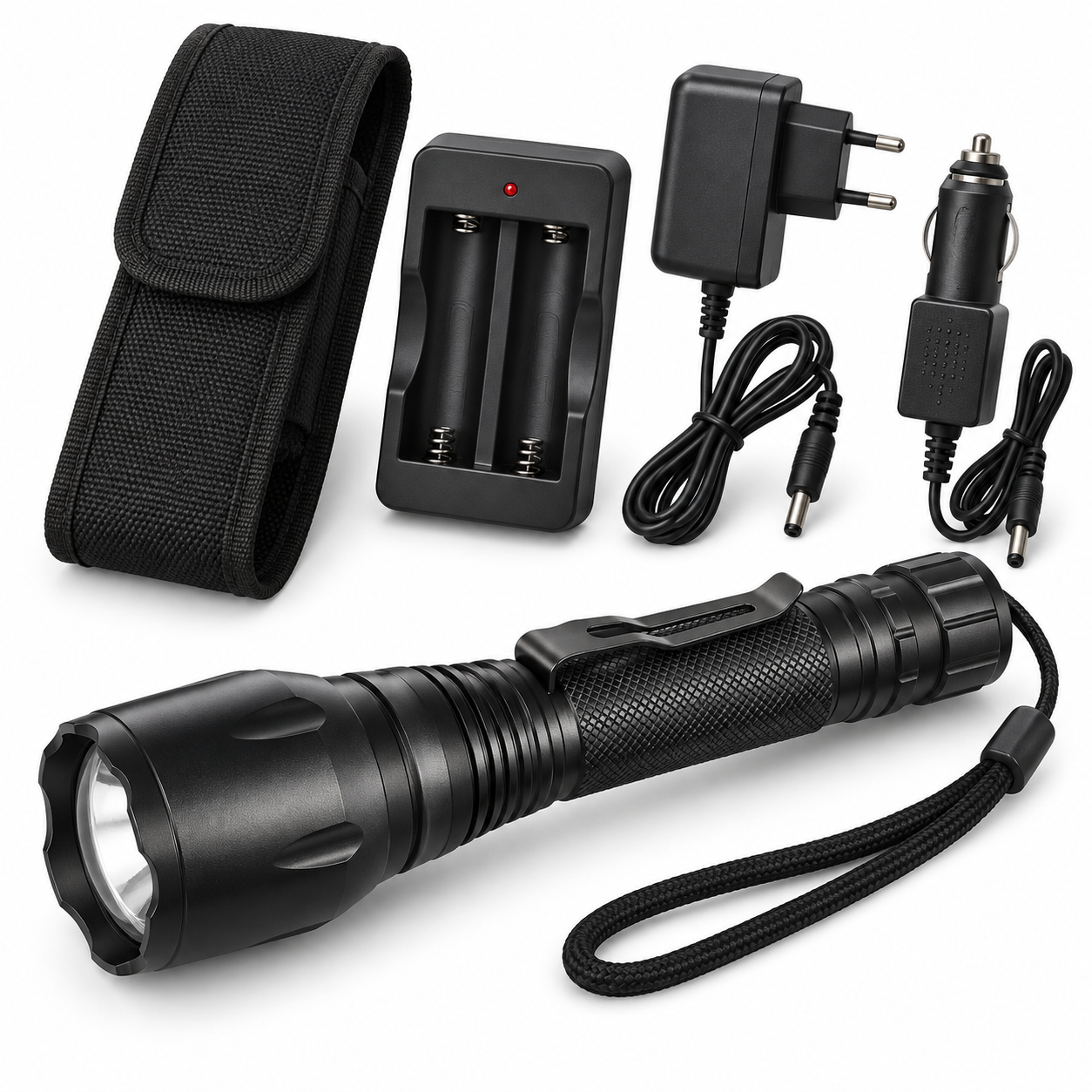 Punjiva taktička LED lampa sa zumom i kompletom punjača - Slika 5
