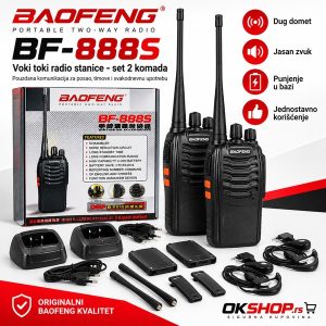 Baofeng BF-888S Toki Voki Radio Stanice 5W – Set 2 Komada