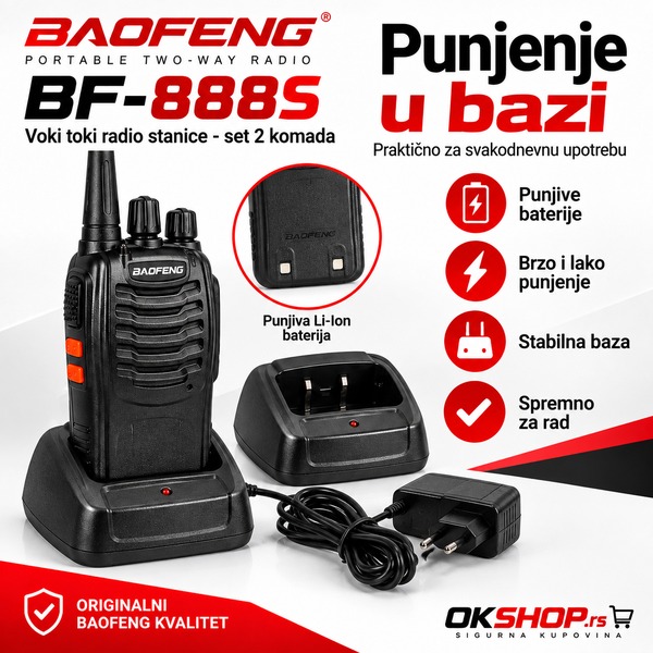 Baofeng BF-888S Toki Voki Radio Stanice 5W – Set 2 Komada - Slika 3