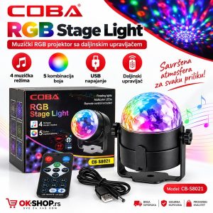 COBA RGB Stage Light CB-S8021 – LED muzički projektor sa daljinskim upravljačem