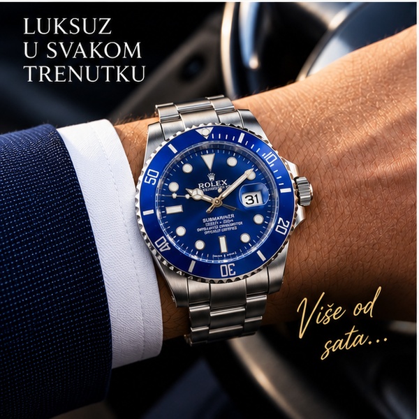 Muški sat – Rolex plavi ciferblat i čelična narukvica - Slika 3