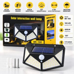 Solarna zidna LED lampa BK-100 – 100 LED, senzor pokreta, 600 lm