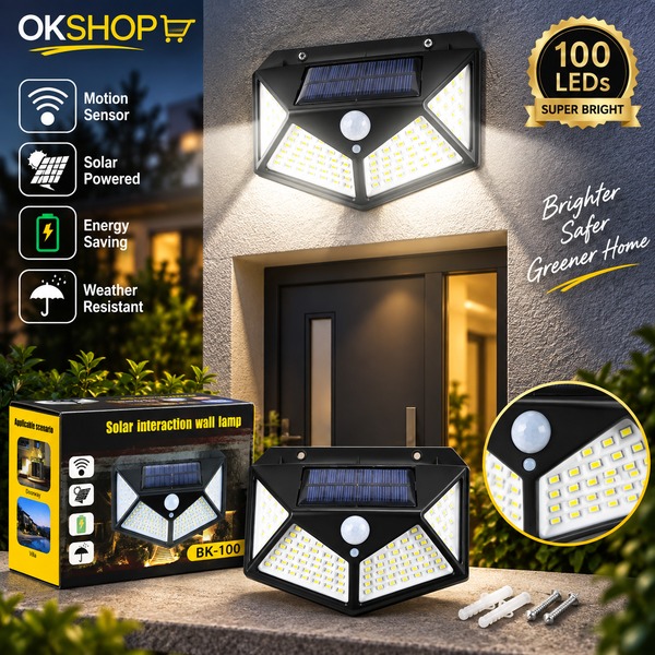 Solarna zidna LED lampa BK-100 – 100 LED, senzor pokreta, 600 lm - Slika 2