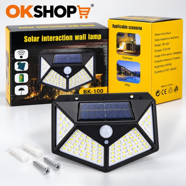 Solarna zidna LED lampa BK-100 – 100 LED, senzor pokreta, 600 lm - Slika 4