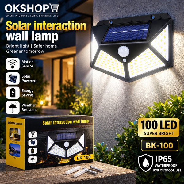 Solarna zidna LED lampa BK-100 – 100 LED, senzor pokreta, 600 lm - Slika 5