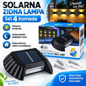 Solarne zidne LED lampe – set 4 komada, automatsko paljenje noću